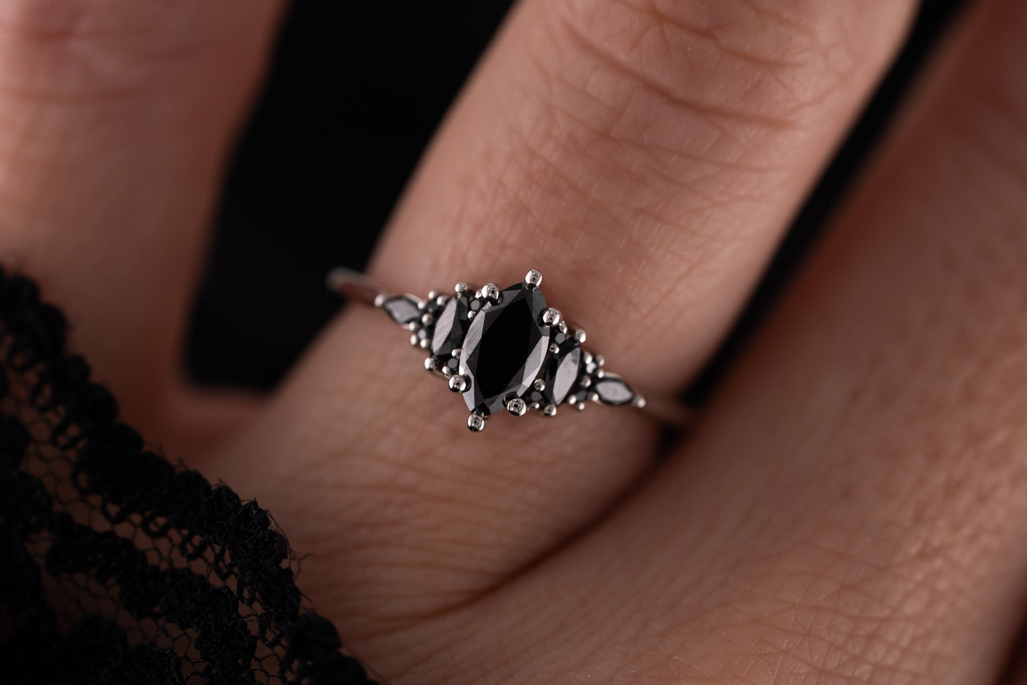 The Mini Maeve Ring | Marquise Black Diamond