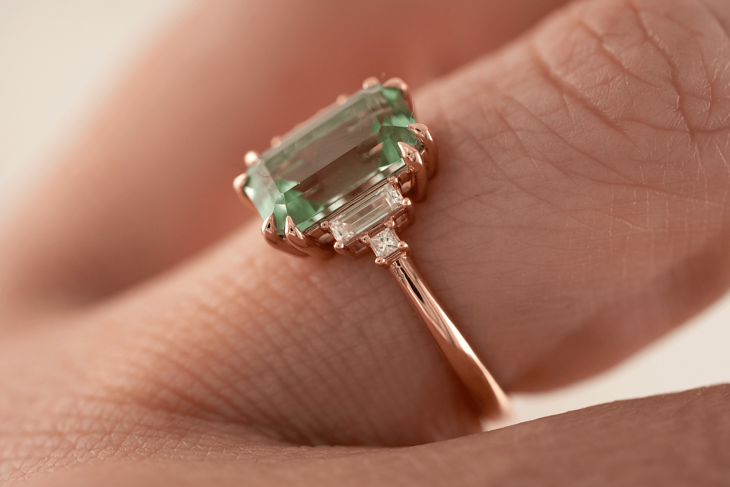 The Mira Ring | 2.69 CT Emerald Cut Lagoon Tourmaline - Lavender Creek Gems 