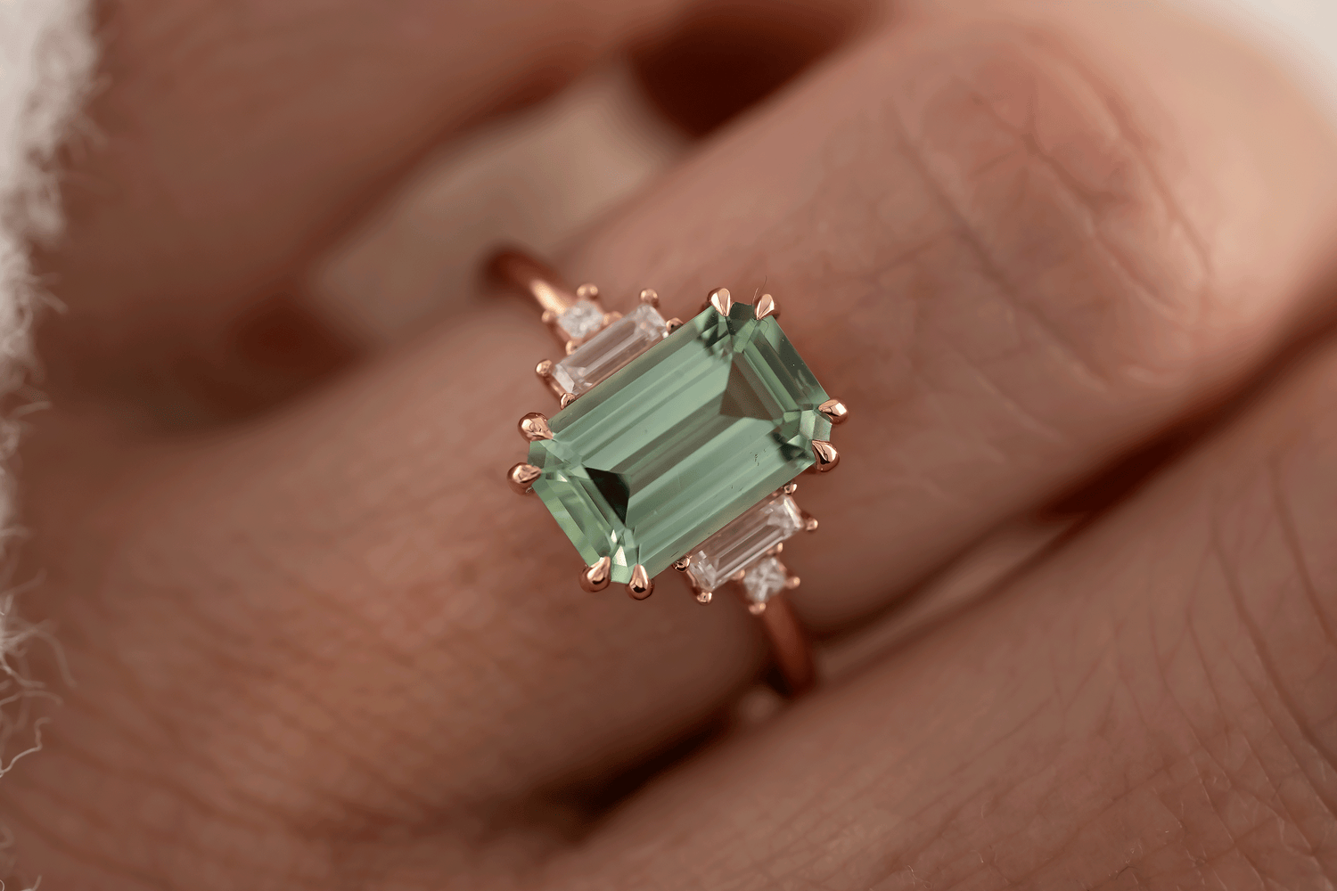 The Mira Ring | 2.69 CT Emerald Cut Lagoon Tourmaline - Lavender Creek Gems 