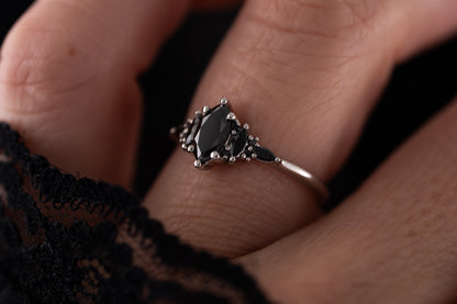 The Mini Maeve Ring | Marquise Black Diamond