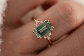 The Mira Ring | 2.69 CT Emerald Cut Lagoon Tourmaline - Lavender Creek Gems 