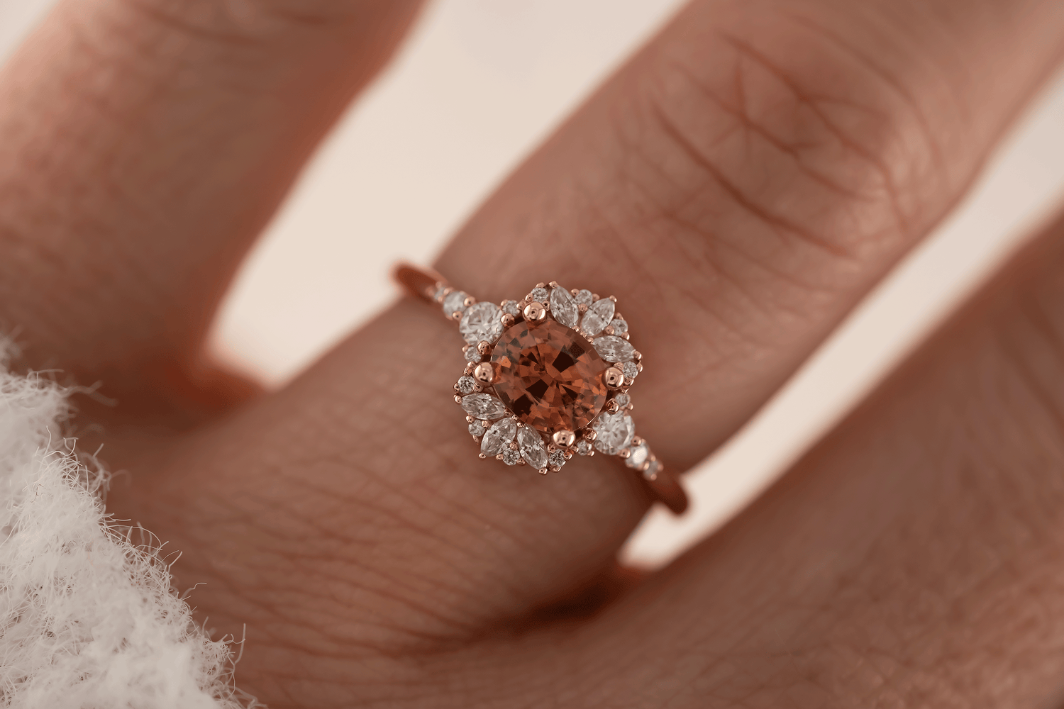 The Comtesse Ring | 0.88 CT Oval Orange Sapphire