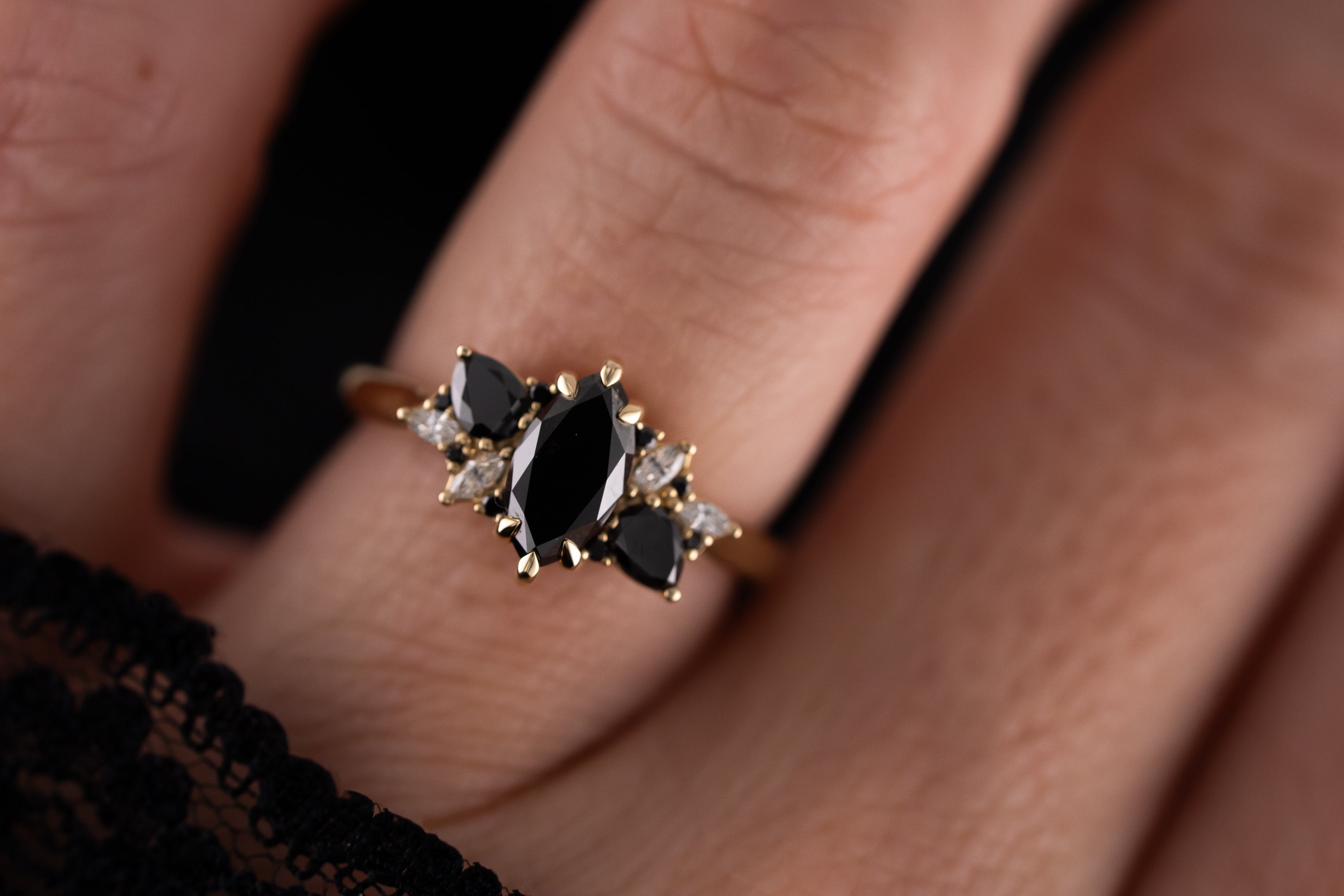 The Fleur Ring | 1 CT Marquise Black Diamond