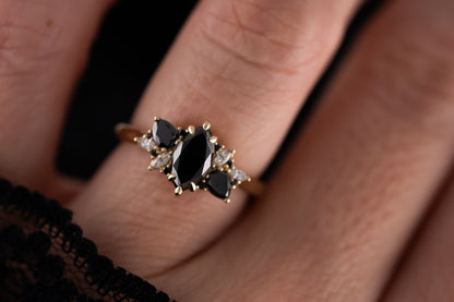 The Fleur Ring | 1 CT Marquise Black Diamond