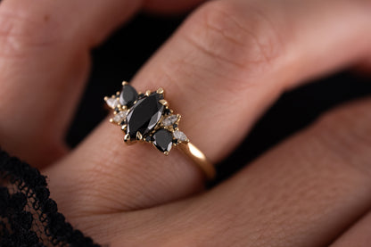 The Fleur Ring | 1 CT Marquise Black Diamond