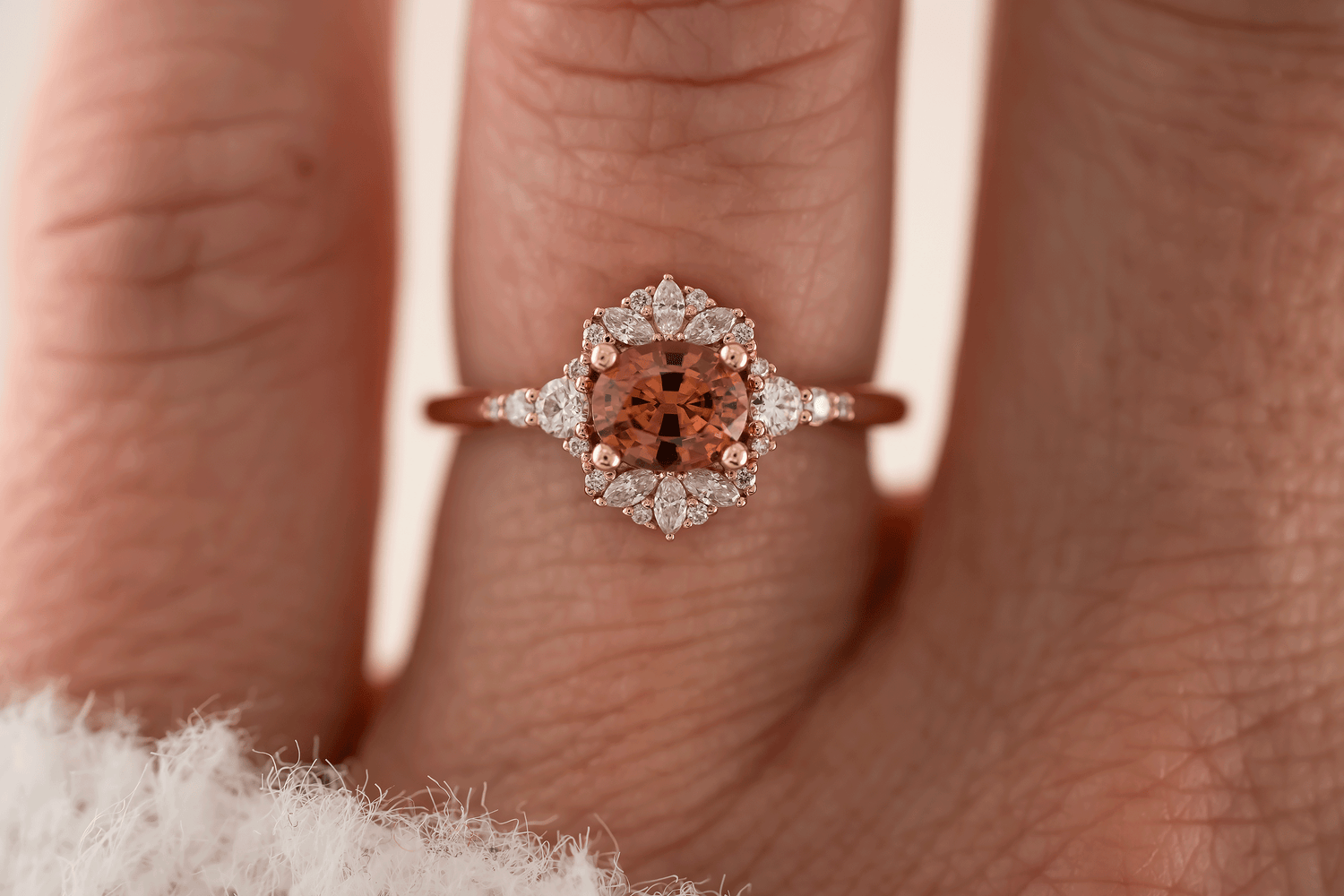 The Comtesse Ring | 0.88 CT Oval Orange Sapphire