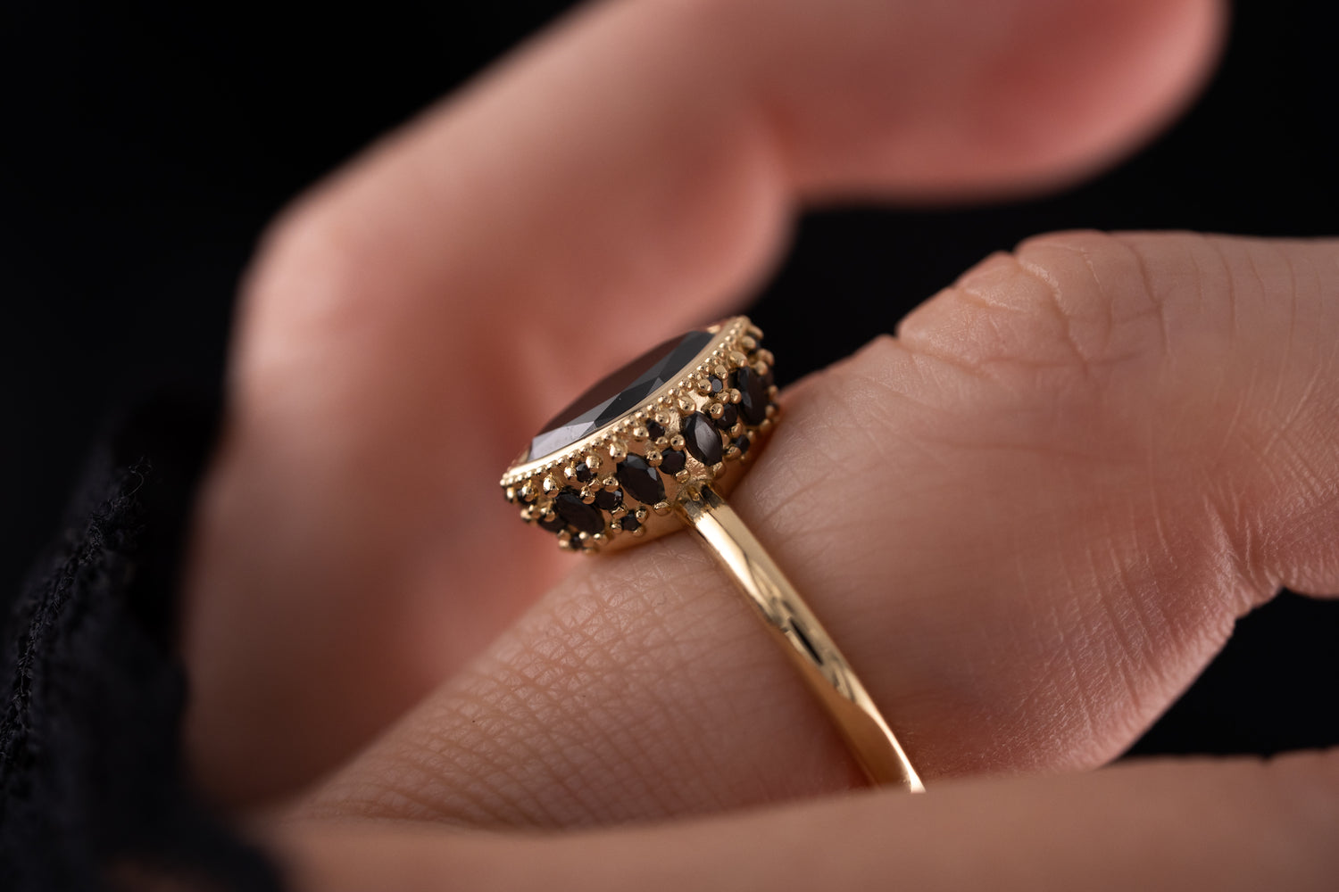 The Sitara Ring | 1.2 CT Marquise Black Diamond - Lavender Creek Gems 