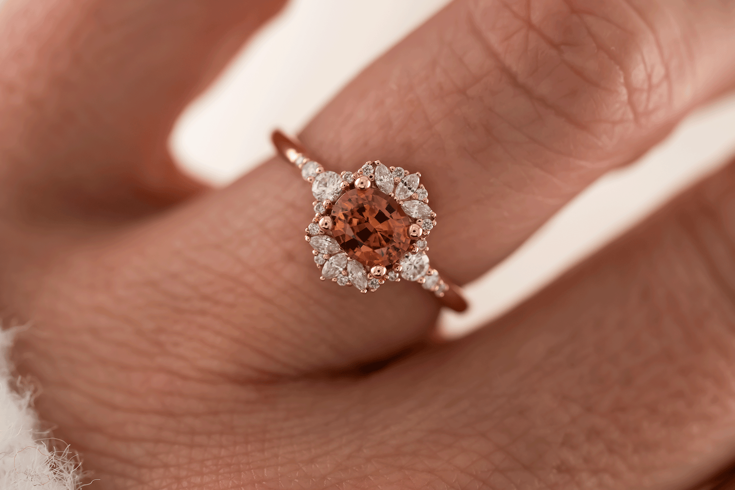 The Comtesse Ring | 0.88 CT Oval Orange Sapphire