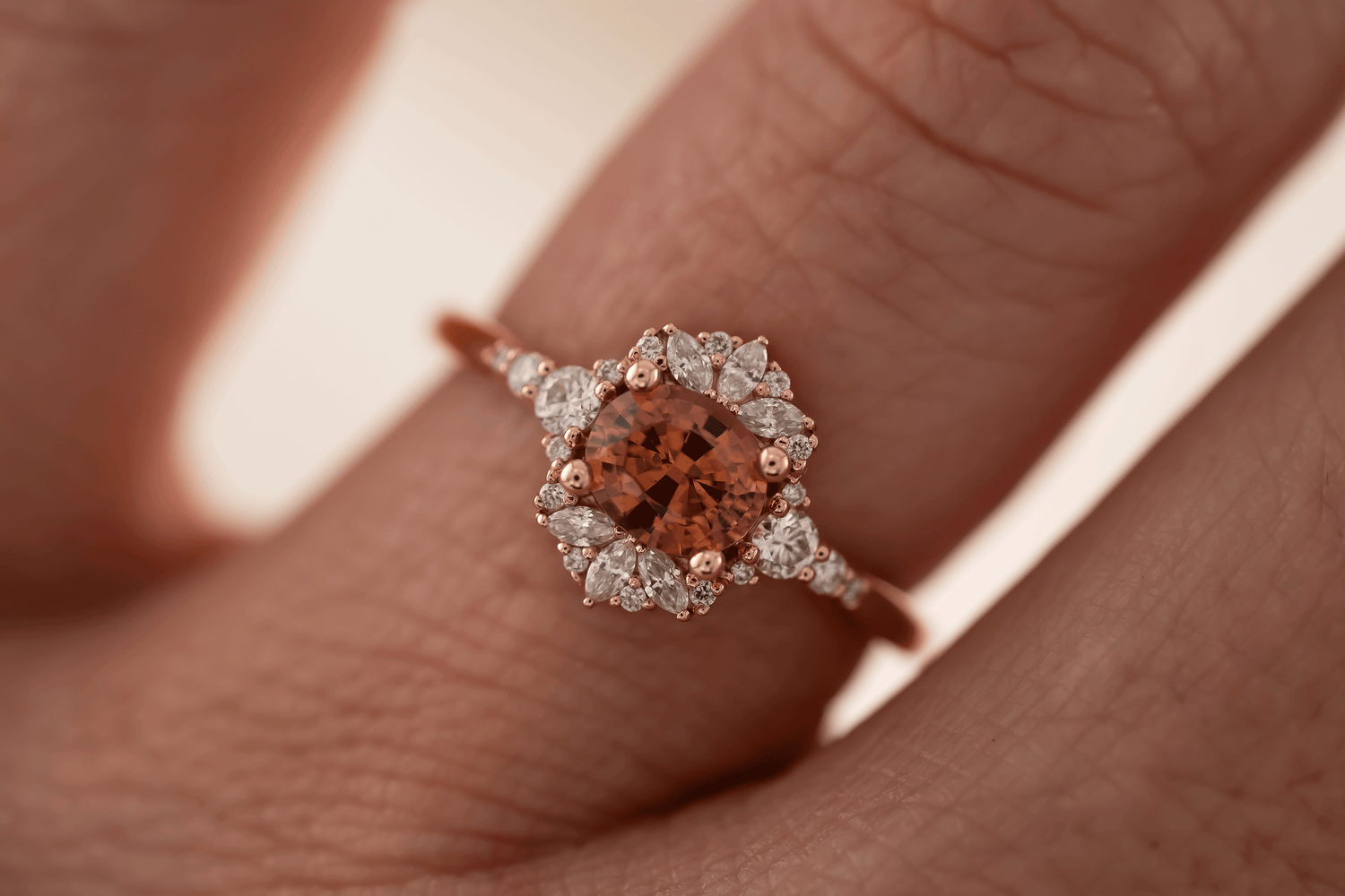 The Comtesse Ring | 0.88 CT Oval Orange Sapphire
