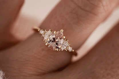 The Maeve Ring | 1.1 CT Pear Peachy Pink Sapphire