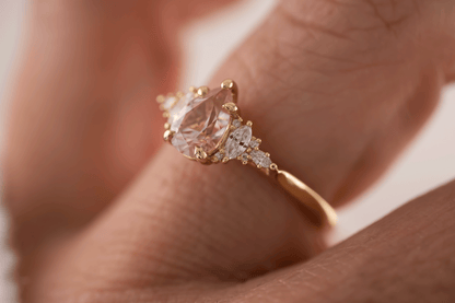The Maeve Ring | 1.1 CT Pear Peachy Pink Sapphire
