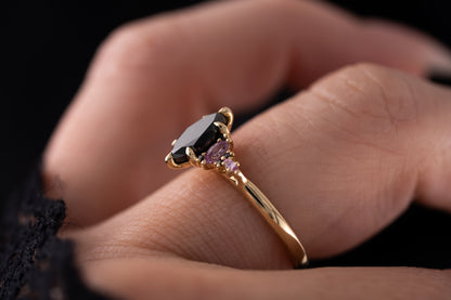 The Maeve Ring | 1 CT Marquise Black Diamond + Pink Sapphire