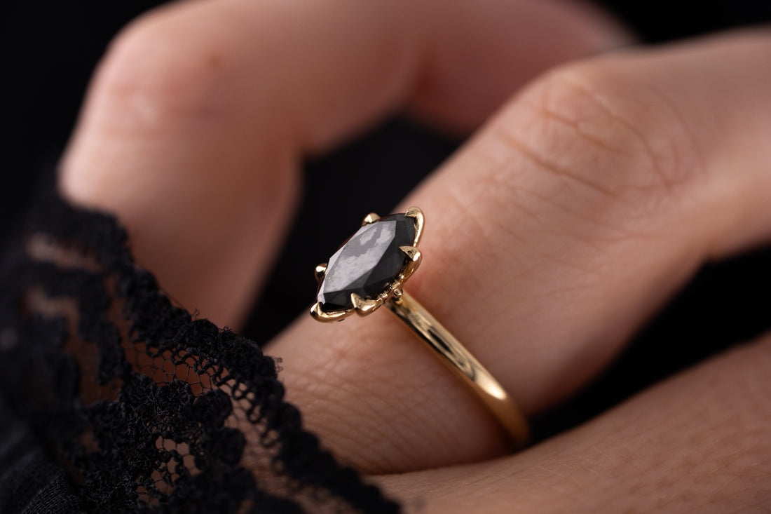 The Secret Garden Ring | 1.2 CT Marquise Black Diamond