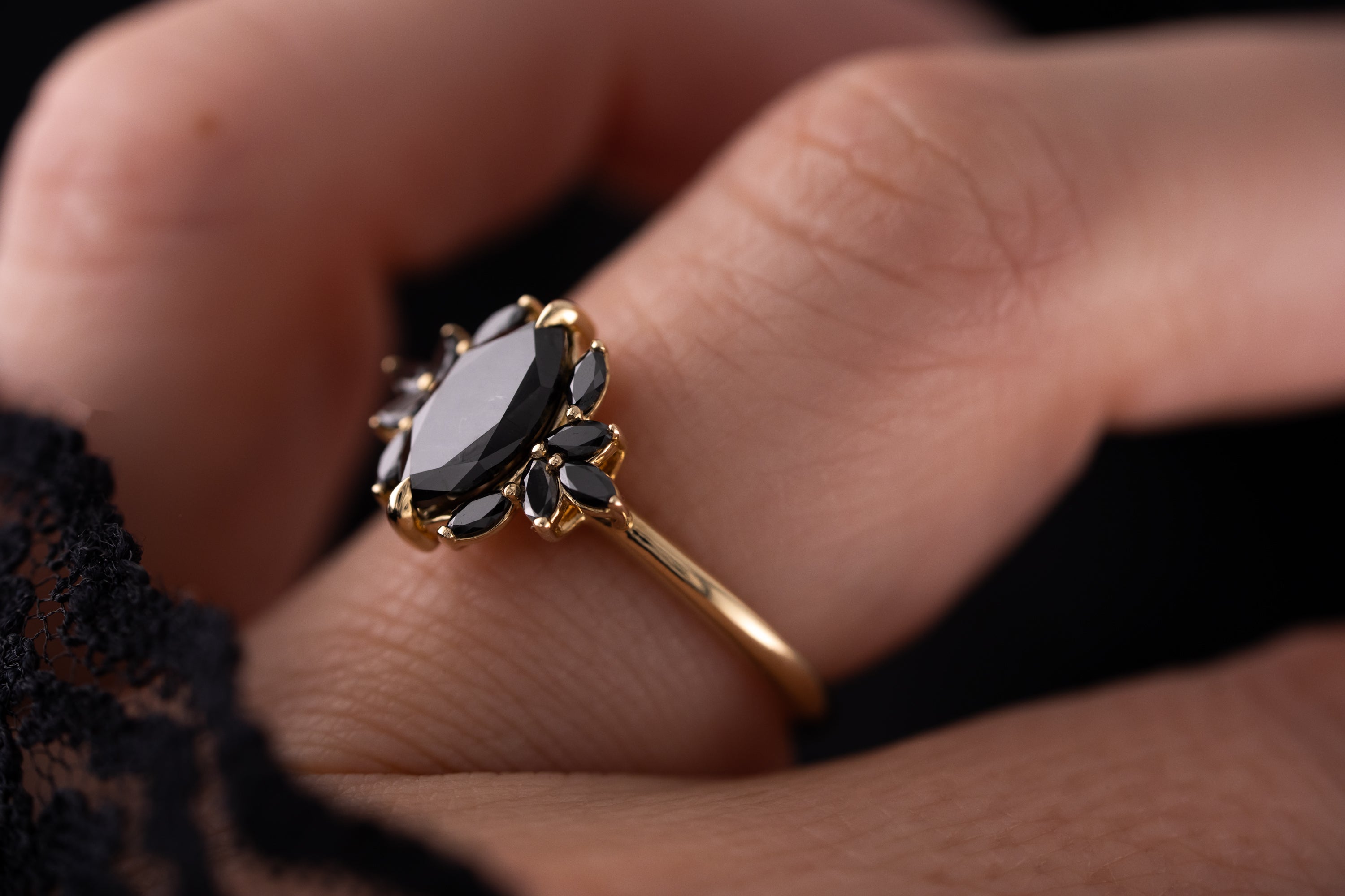 The Mitra Ring | 1.2 CT Marquise Black Diamond