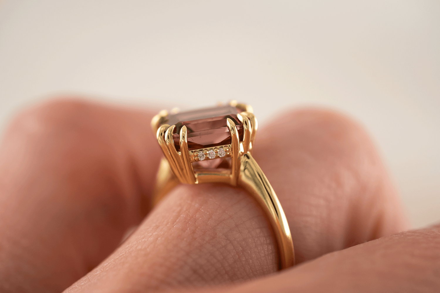 The Thalassa Ring | 4.5 CT Radiant Rosewood Tourmaline