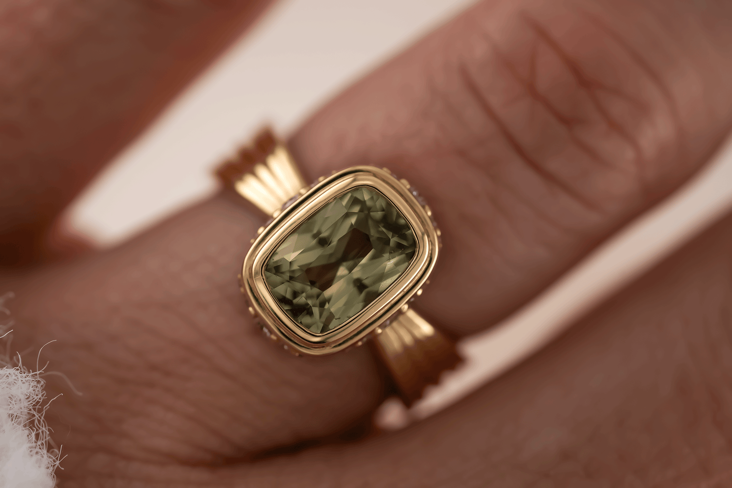 The Veil Ring | 2.59 CT Cushion Green Sapphire - Lavender Creek Gems 