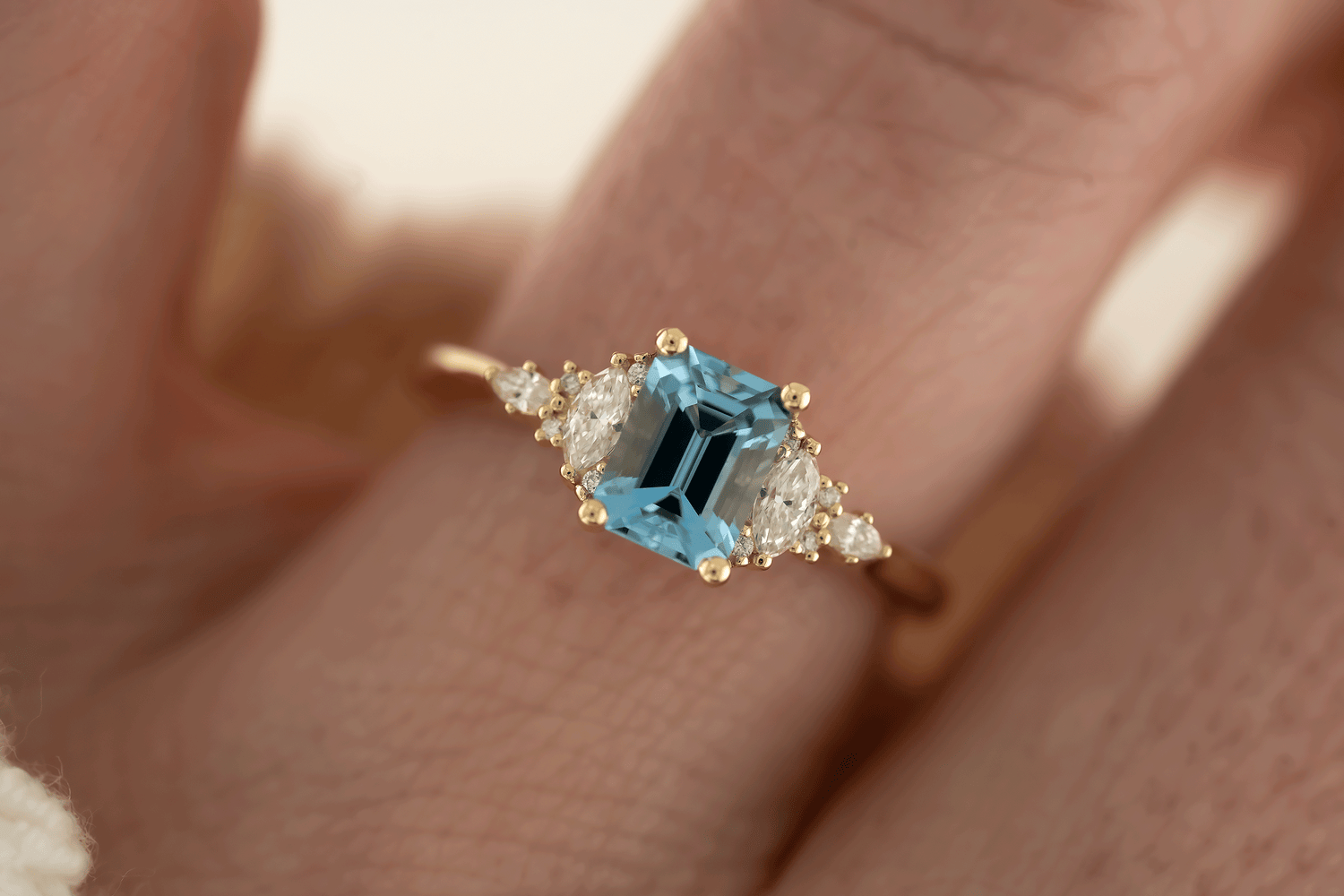 The Maeve Ring | 0.86 CT Emerald Cut Aquamarine