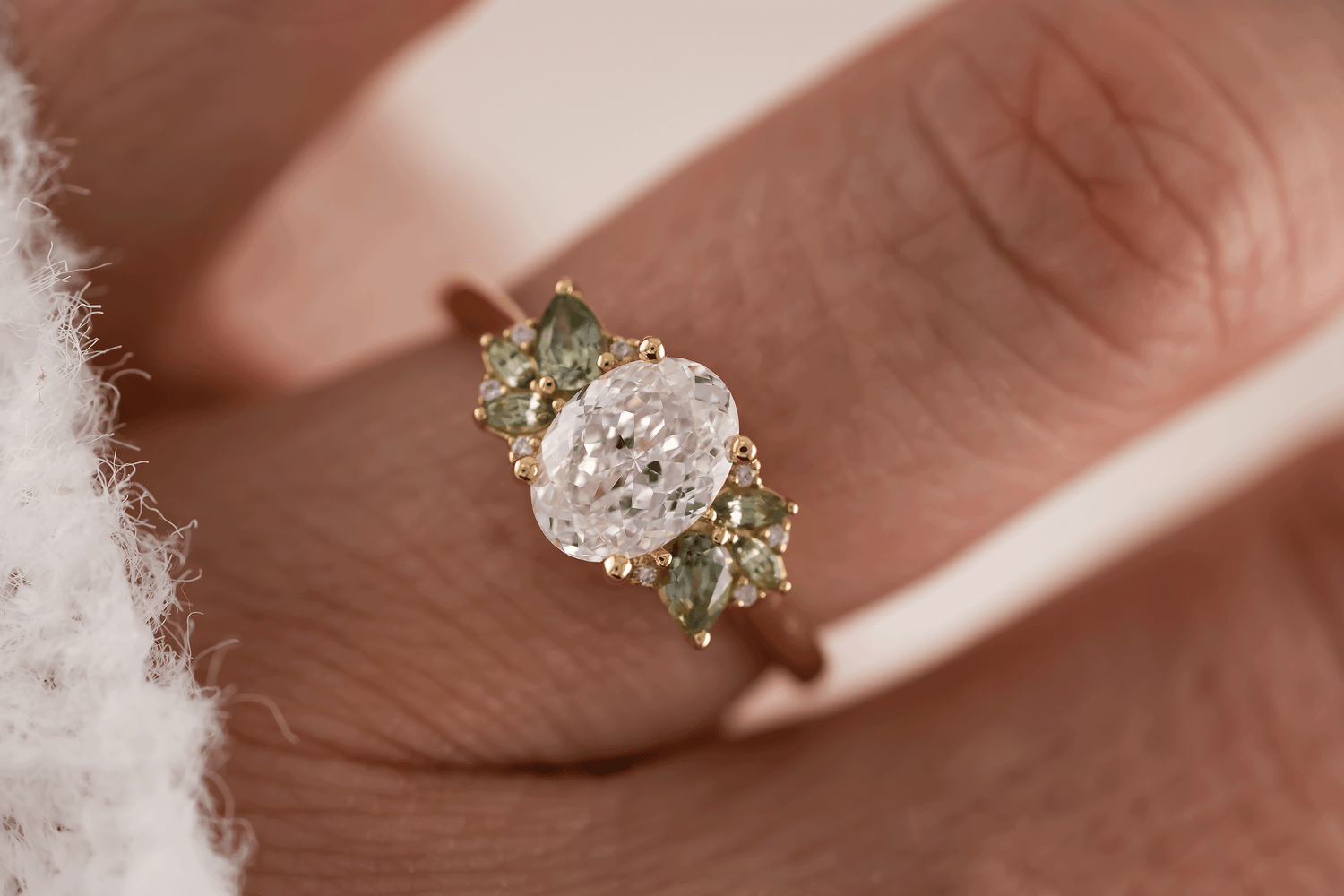 The Fleur Ring | 1.53 CT Portuguese Cut Oval Diamond - Lavender Creek Gems 