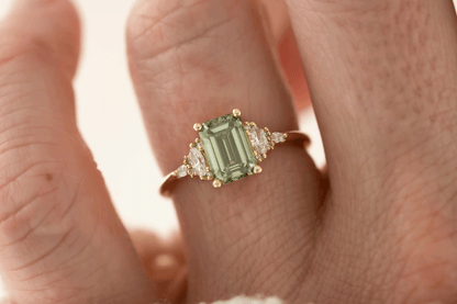 The Low Maeve Ring | 1.5 CT Emerald Cut Green Diamond