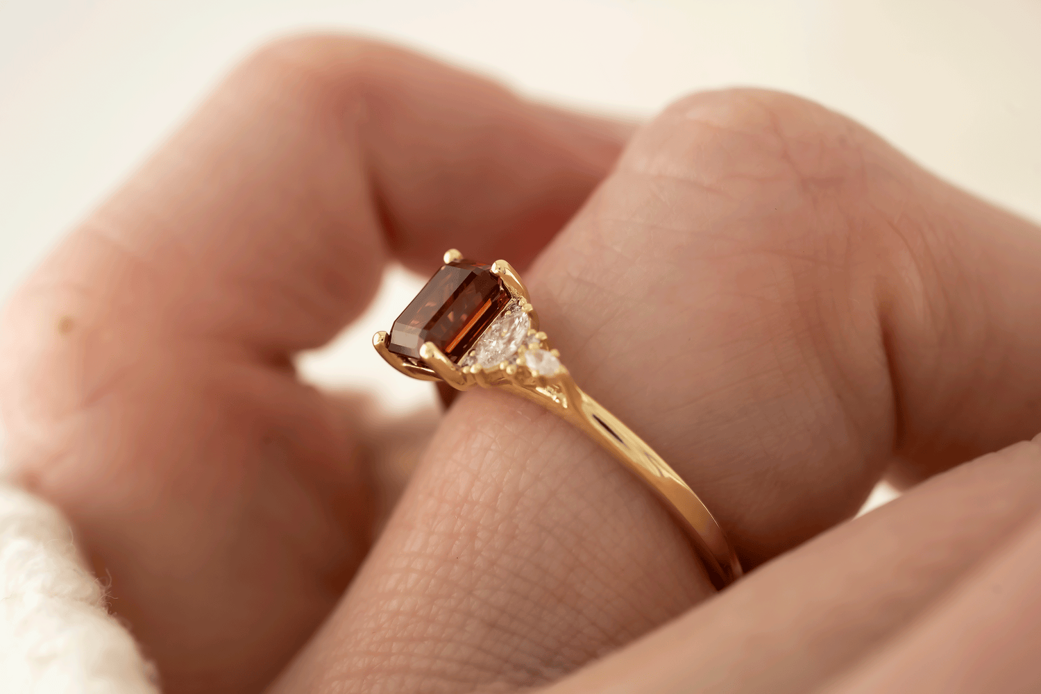 The Maeve Ring | 1.38 CT Emerald Cut Red Garnet