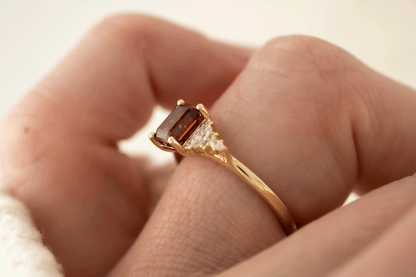 The Maeve Ring | 1.38 CT Emerald Cut Red Garnet