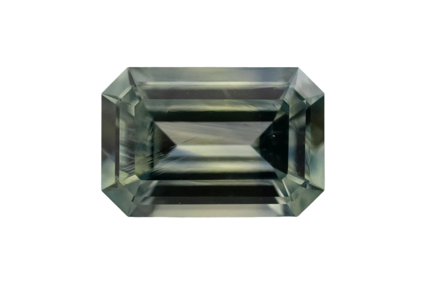 1.34 CT Emerald Cut Bicolor Teal Sapphire