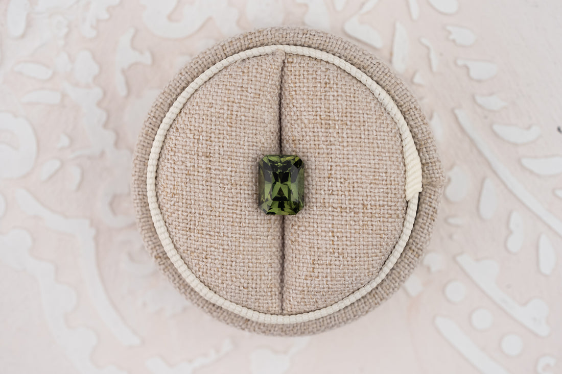 3.56 CT Radiant Cut Forest Green Sapphire - Lavender Creek Gems 