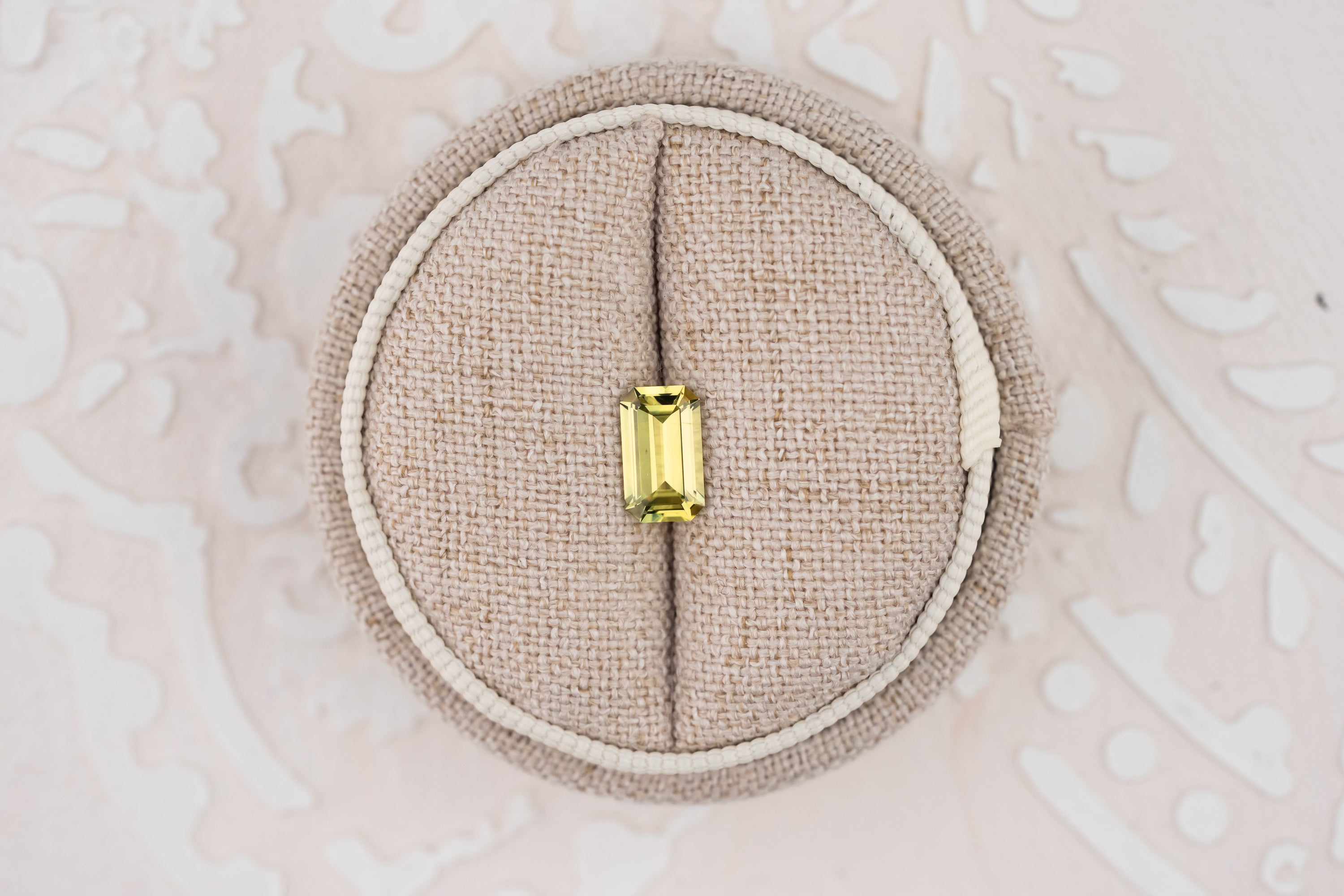 1.34 CT Emerald Cut Light Yellow Green Sapphire - Lavender Creek Gems 