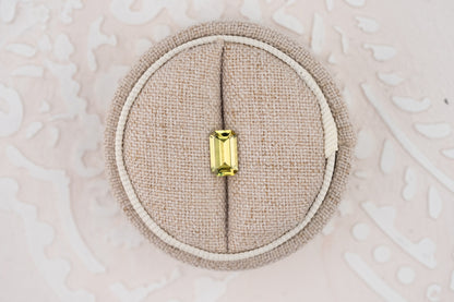 1.34 CT Emerald Cut Light Yellow Green Sapphire - Lavender Creek Gems 