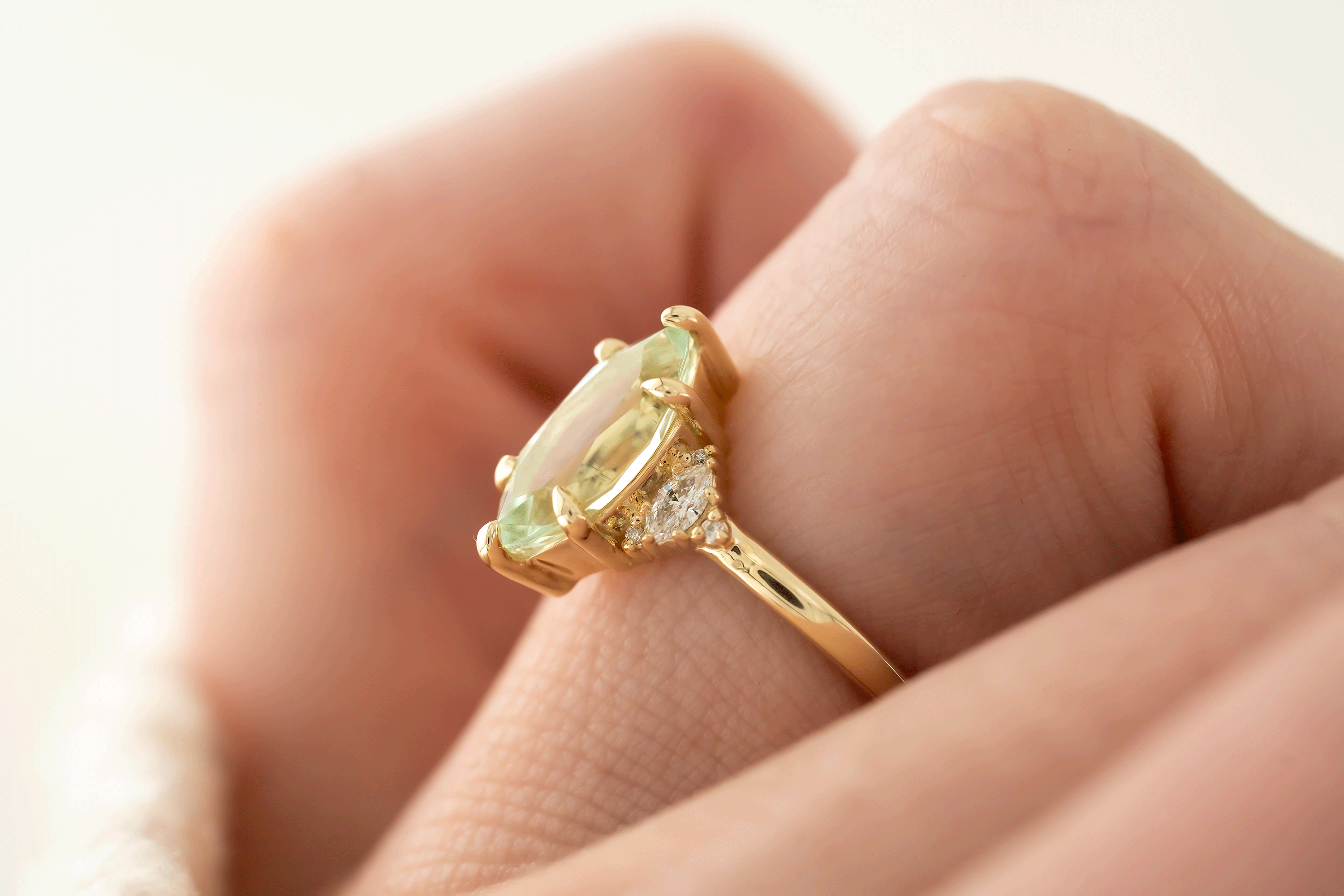 The Maren Ring | 1.93 CT Marquise Seafoam Green Tourmaline - Lavender Creek Gems 