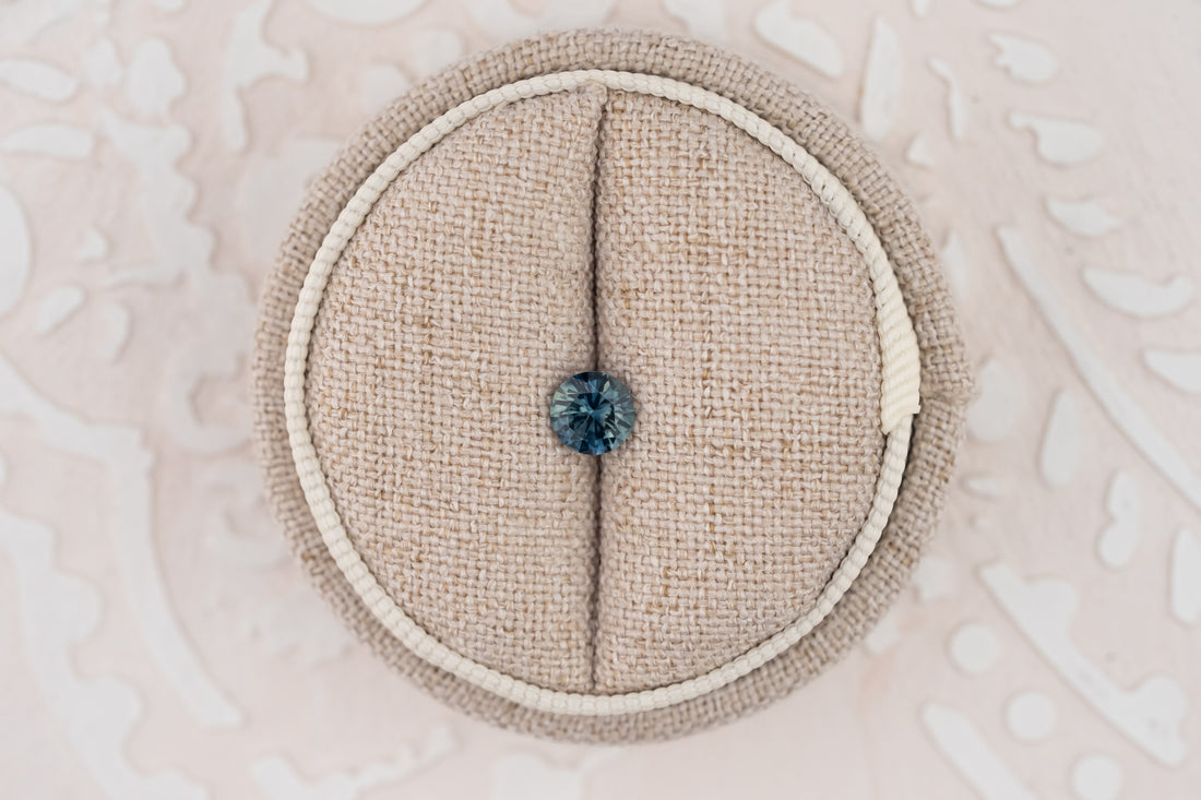 0.71 CT Round Cut Teal Blue Sapphire - Lavender Creek Gems 