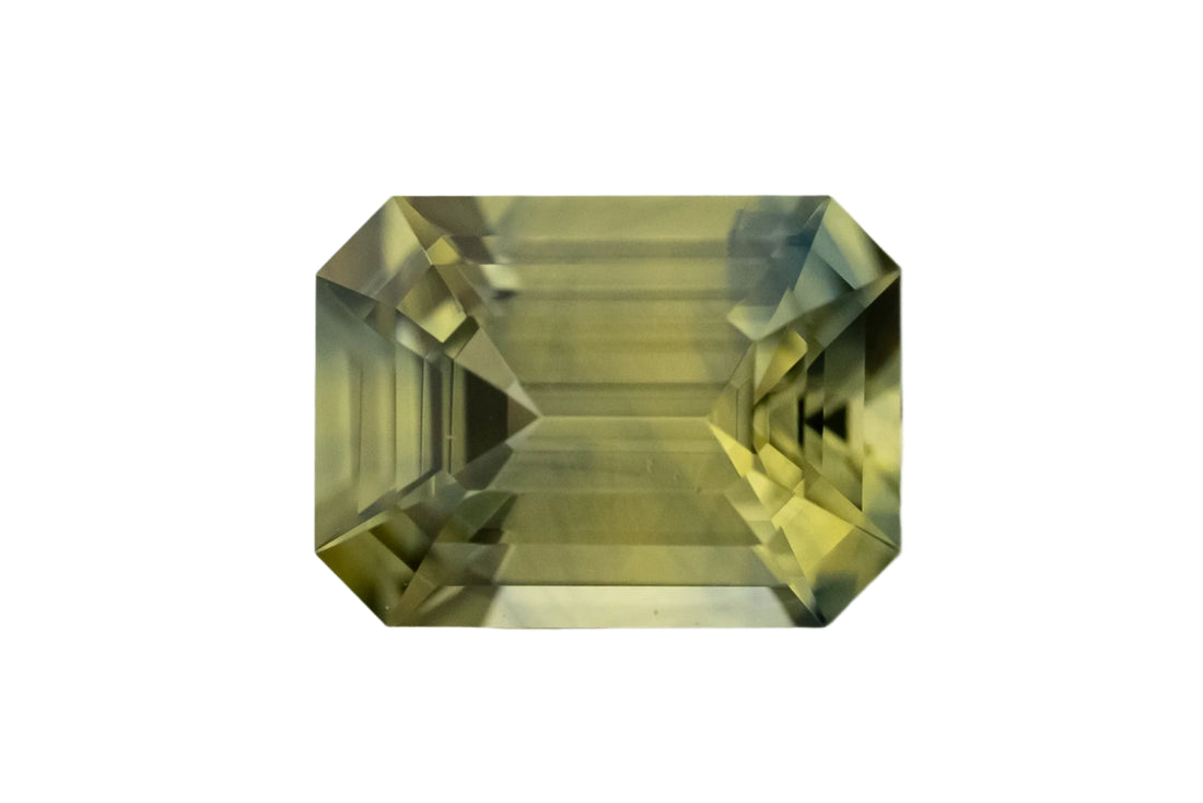 1.19 CT Emerald Cut Bicolor Green Sapphire