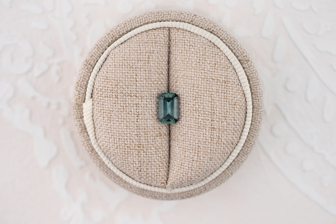 1.31 CT Emerald Cut Teal Montana Sapphire