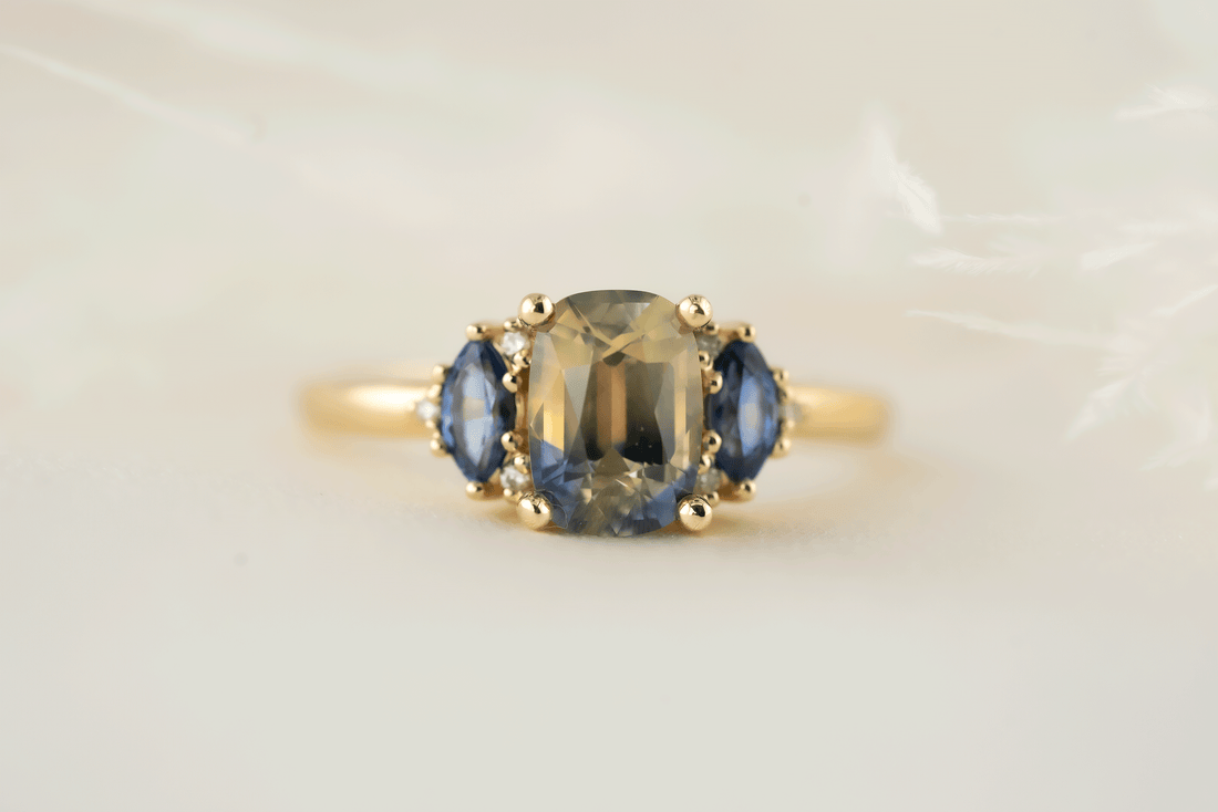 The Low Maren Ring | 1.81 CT Cushion Bi-color Sapphire - Lavender Creek Gems
