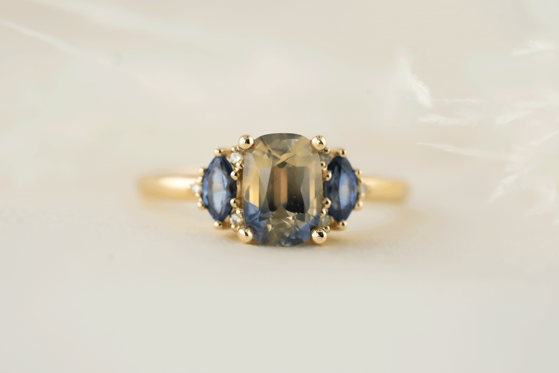 The Low Maren Ring | 1.81 CT Cushion Bi-color Sapphire