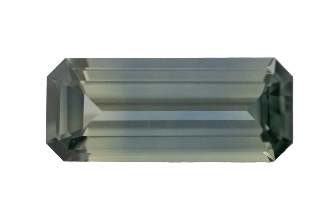 1.28 CT Emerald Cut Bicolor Teal Sapphire
