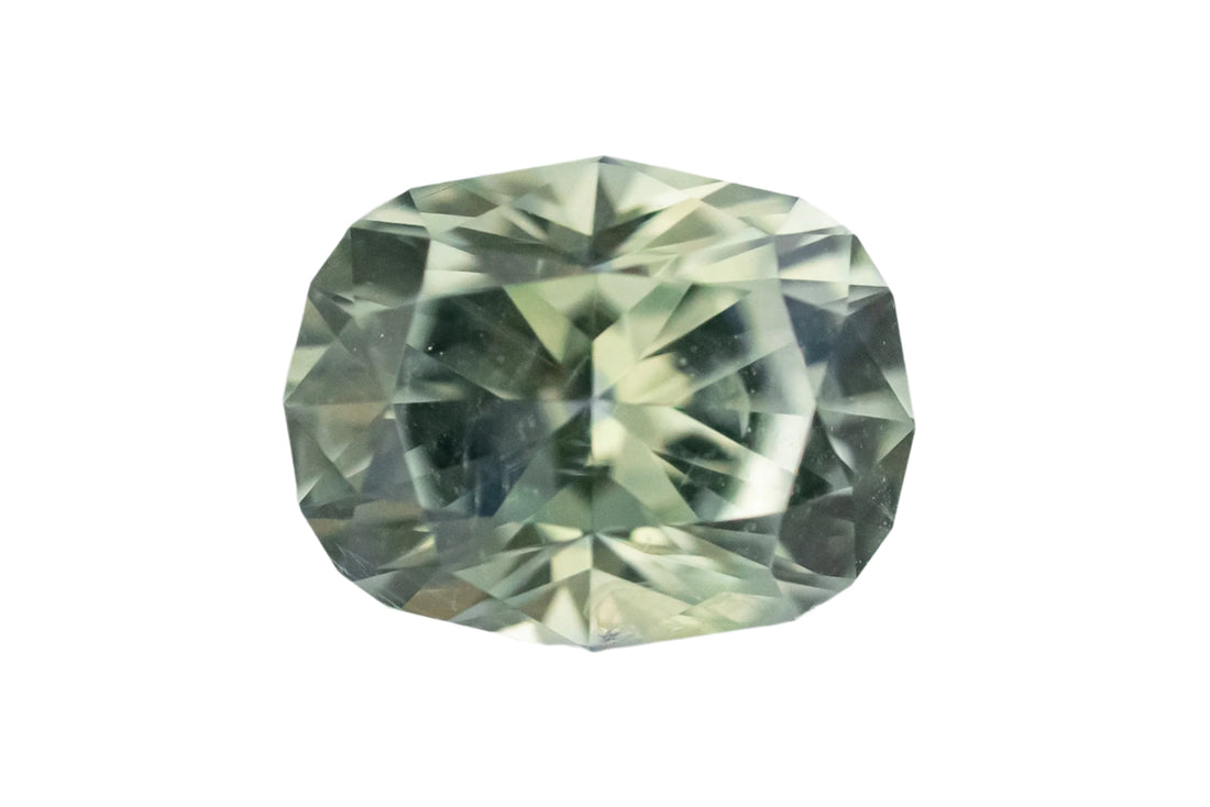 1.24 CT Cushion Cut Pale Icy Blue/Green Sapphire - Lavender Creek Gems
