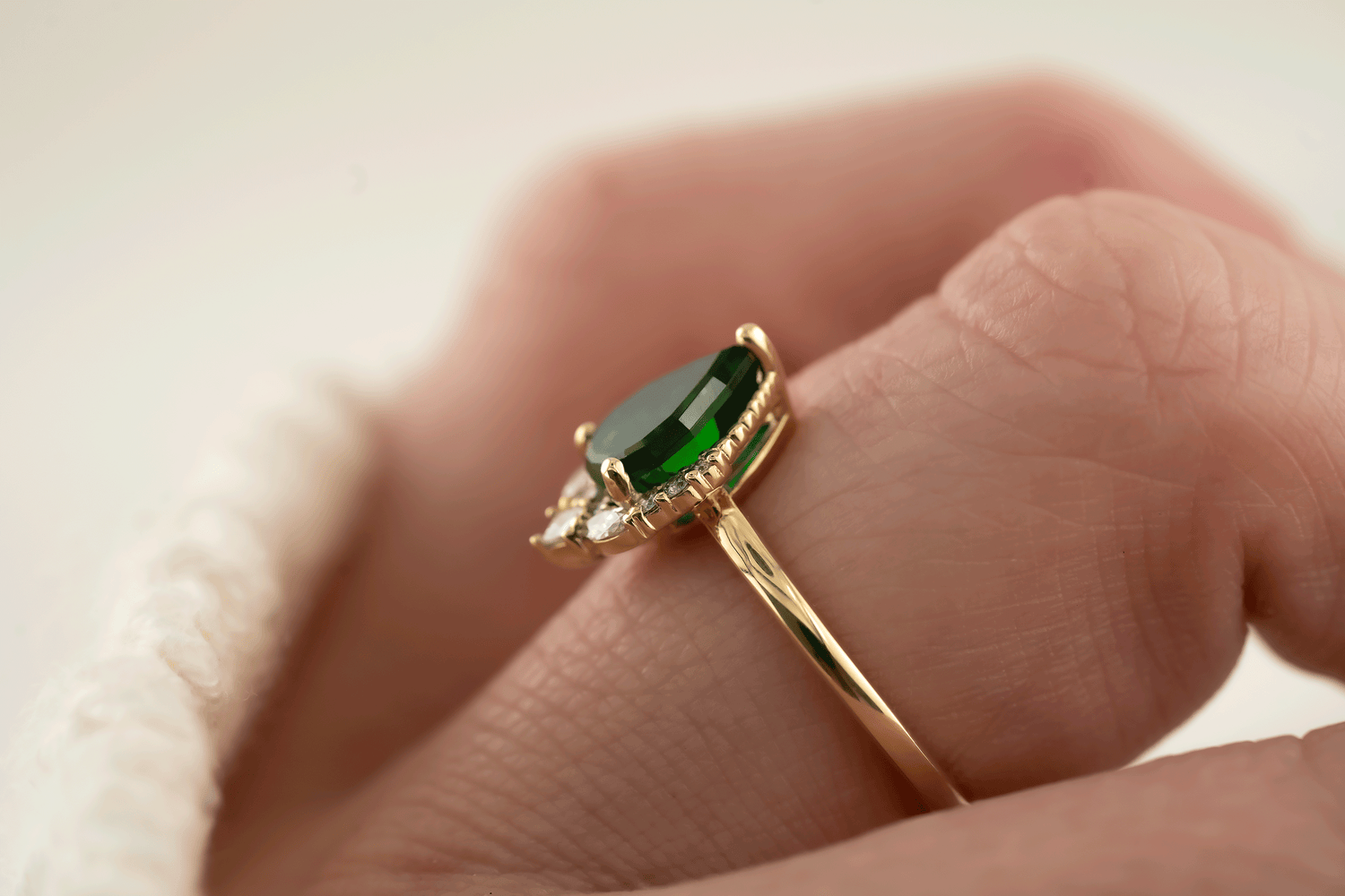 The Charlotte Ring | 1.4 Pear Starbrite™ Tsavorite Garnet