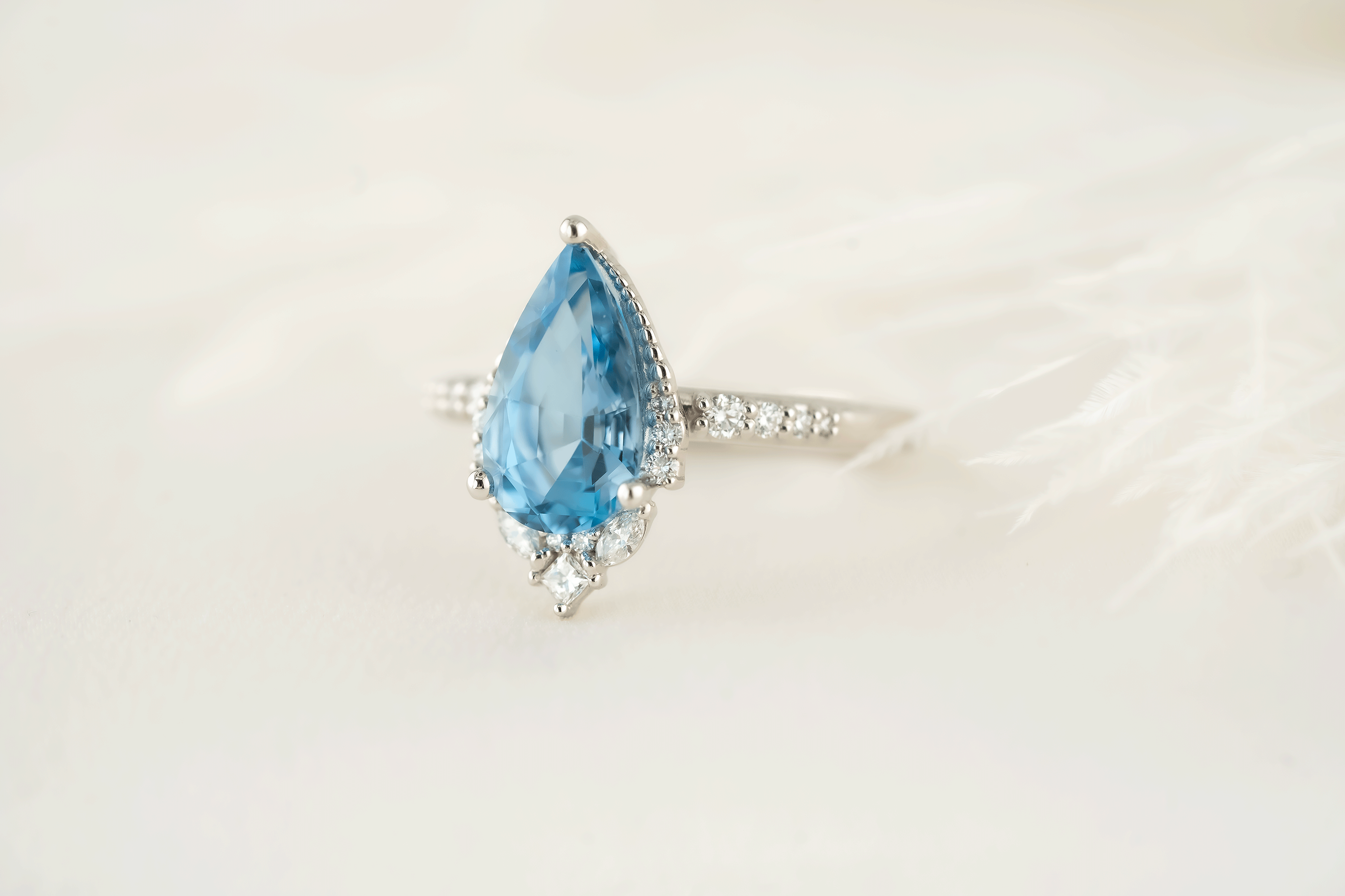 The Charlotte Ring | 1.96 CT Pear Aquamarine - Lavender Creek Gems 