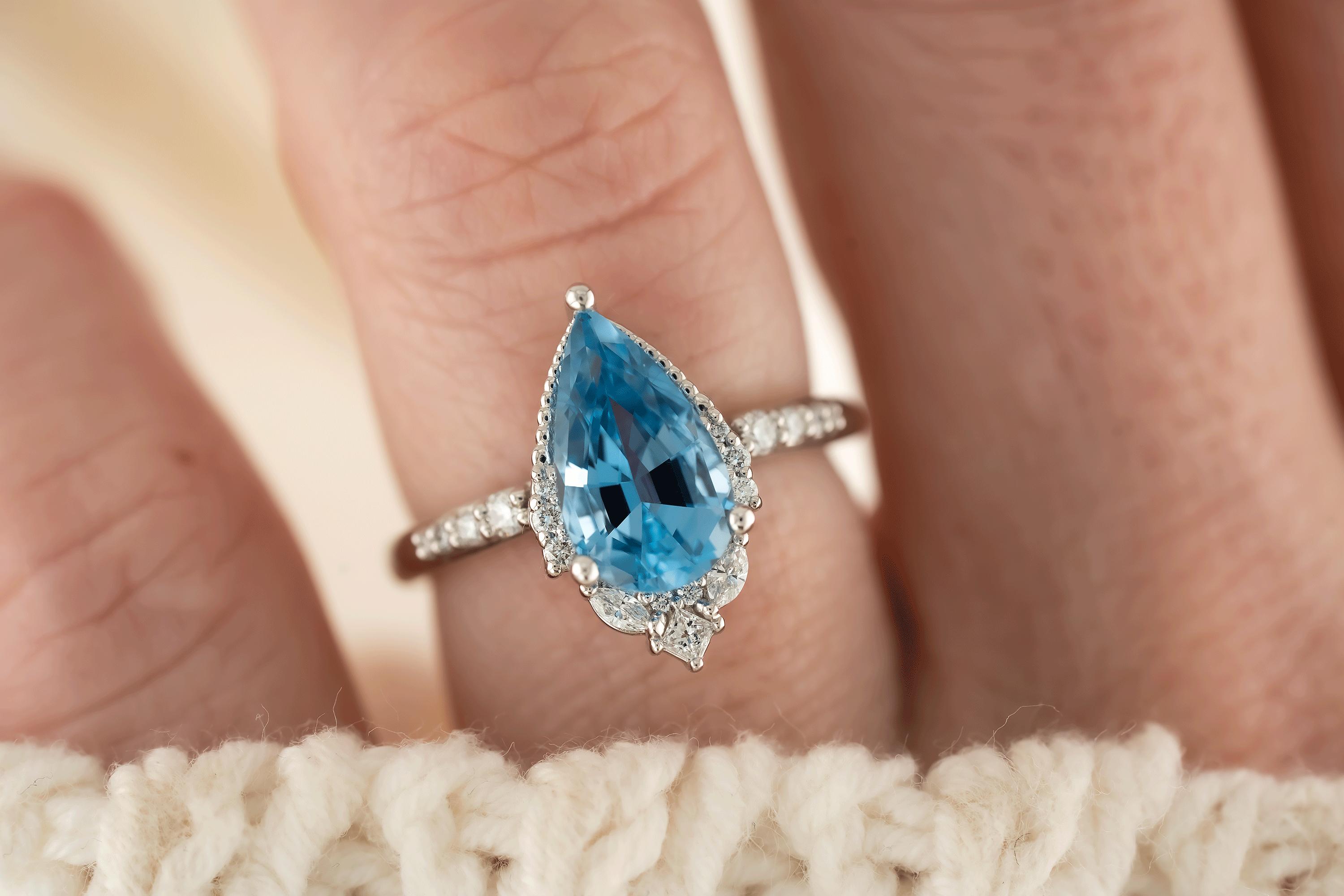 The Charlotte Ring | 1.96 CT Pear Aquamarine - Lavender Creek Gems 