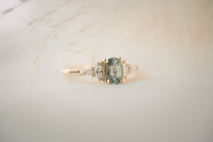 The Maeve 0.97 CT Oval Montana Green/Blue Sapphire Ring