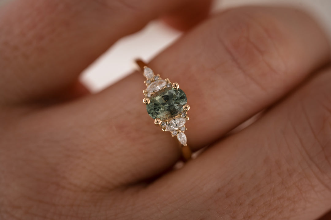 The Maeve 0.97 CT Oval Montana Green/Blue Sapphire Ring