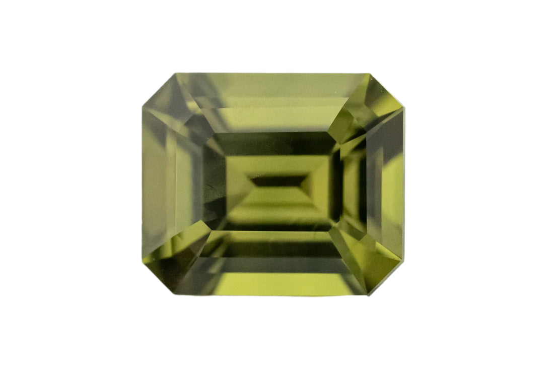 1.46 CT Emerald Cut Olive Green Sapphire