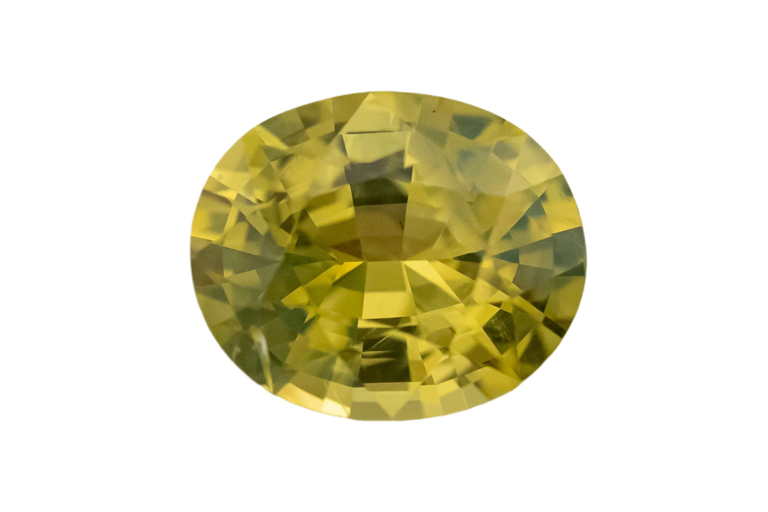 1.58 CT Oval Cut Yellow Green Sapphire - Lavender Creek Gems 
