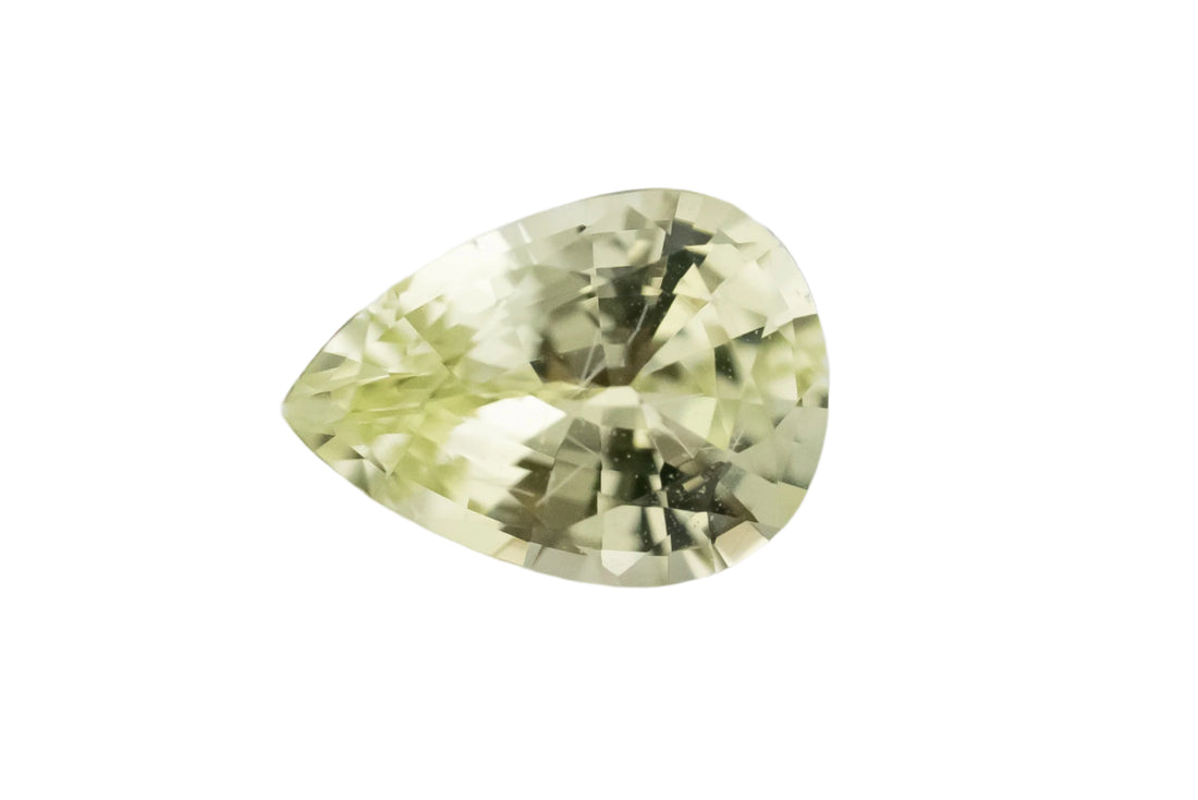 0.76 CT Pear Cut Light Yellow Green Sapphire - Lavender Creek Gems 
