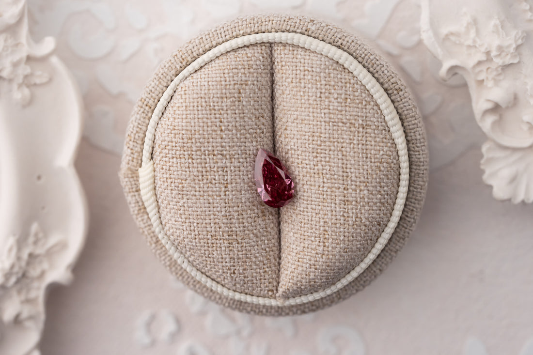 1.36 CT Lab Created Pear Cut Reddish Pink Diamond