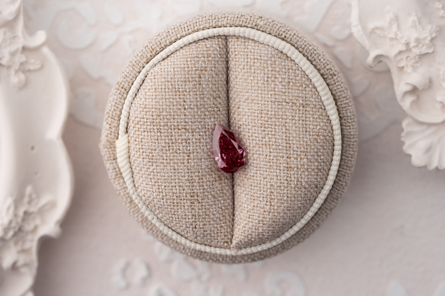 1.36 CT Lab Created Pear Cut Reddish Pink Diamond