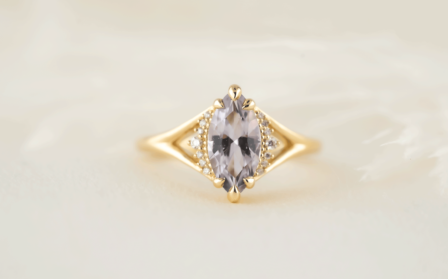 The Serendipity Ring | 1.58 CT Marquise Pastel Purple Sapphire