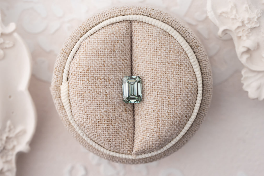 1.55 CT Lab Created Emerald Cut Green Diamond