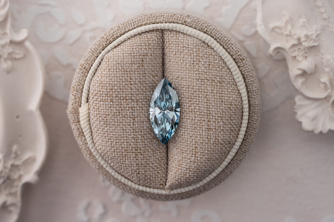 3.15 CT Lab Created Marquise Cut Blue Diamond